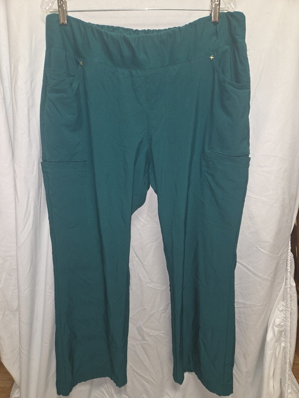 Cherokee Ifit Women's Green Scrub Pants PXL Elastic Waistband Cargo Pockets.